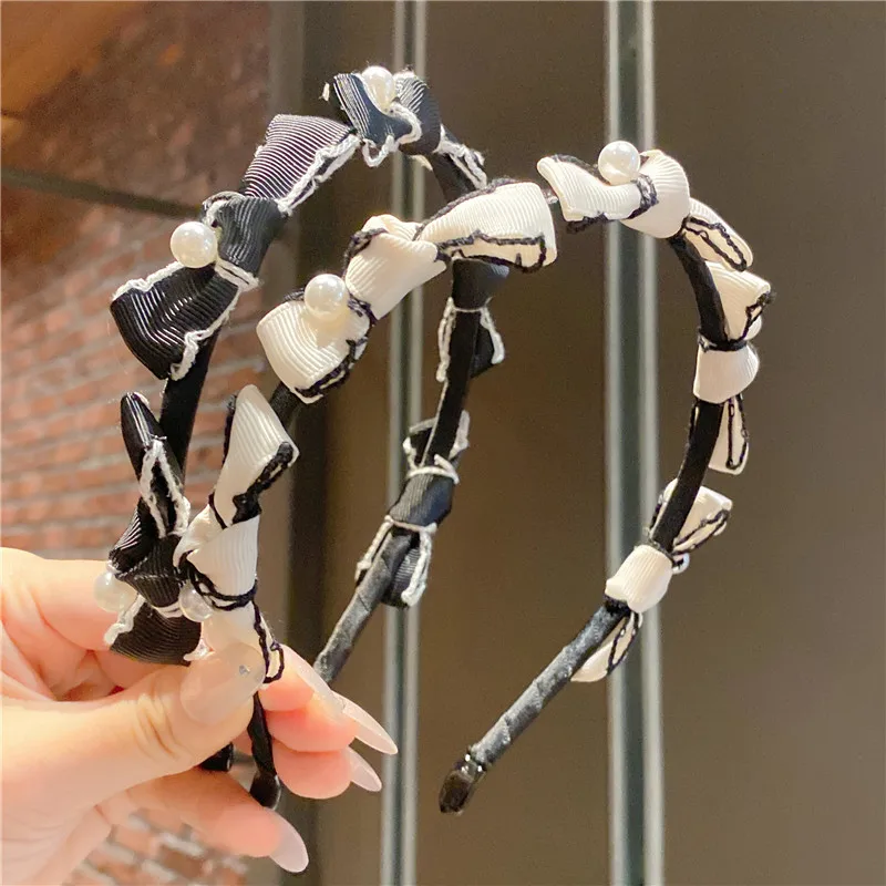 

Французский элегантный жемчужный ободки для волос с бантиками для женщин Корейский ободок аксессуары для волос цветной ободок для волос по...