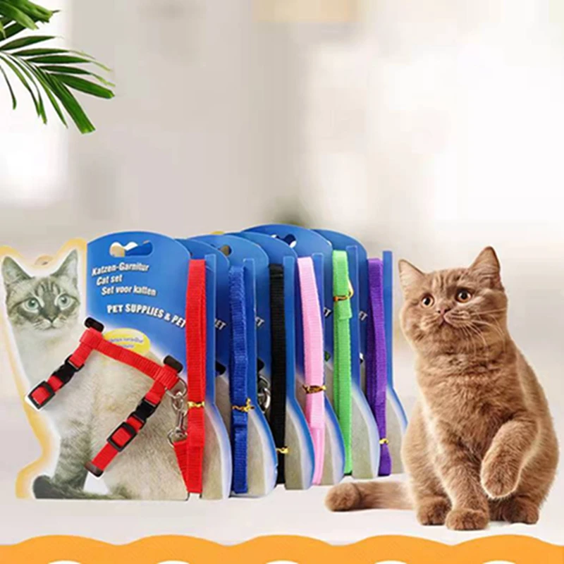 Cat Collar Harness Leash Adjustable Nylon Pet Traction Cat K