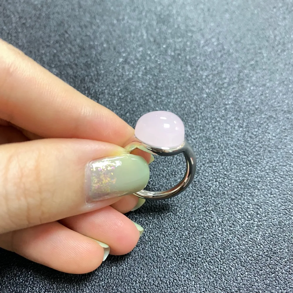 12x10mm Ladies Waterdrop Ring Gold Plated Natural Pink Crystal Ring High Quality Elegant Fashion Jewelry Birthday Gift