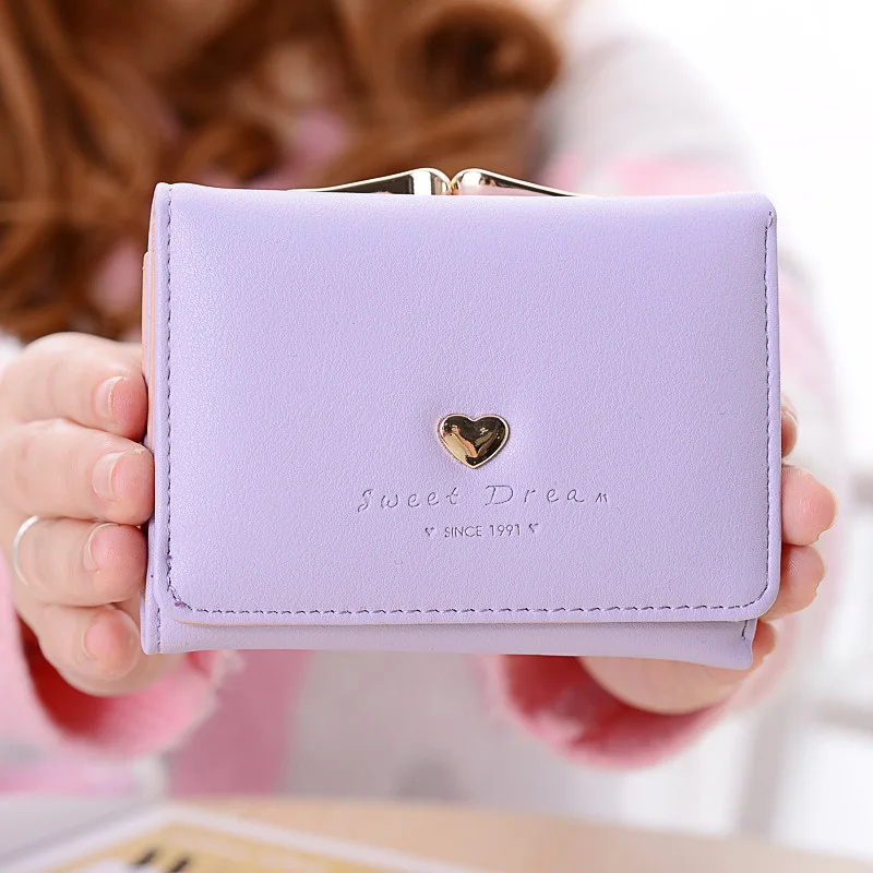 2020 new wallet female short Korean version of small fresh and lovely 30% ladies coin purse short wallet female bagOrgan card pa