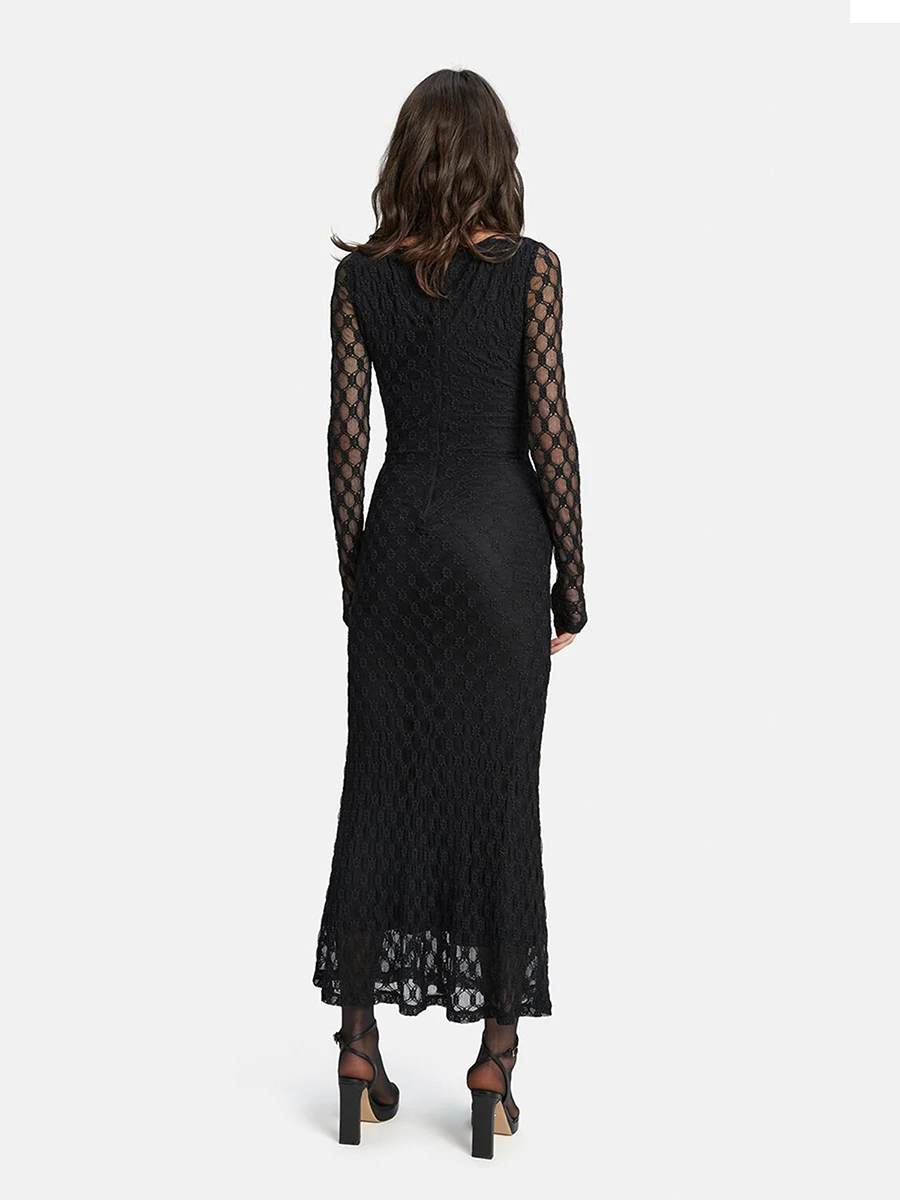 

Женское трикотажное длинное платье в рубчик, элегантное облегающее Платье макси с длинным рукавом и квадратным вырезом, вечернее платье, облегающее осеннее платье