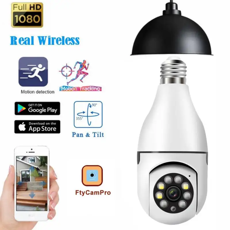 

E27 LED Light HD 1080P IP Camera Wireless Panoramic Home Security WiFi CCTV Smart Bulb Camera Two Audio Night Vision Cameras