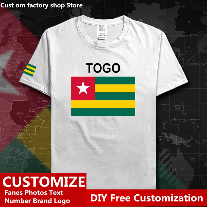 

Togo Country Flag T shirt DIY Custom Jersey Fans Name Number Brand LOGO Cotton T-shirts Men Women Loose Casual Sports T-shirt