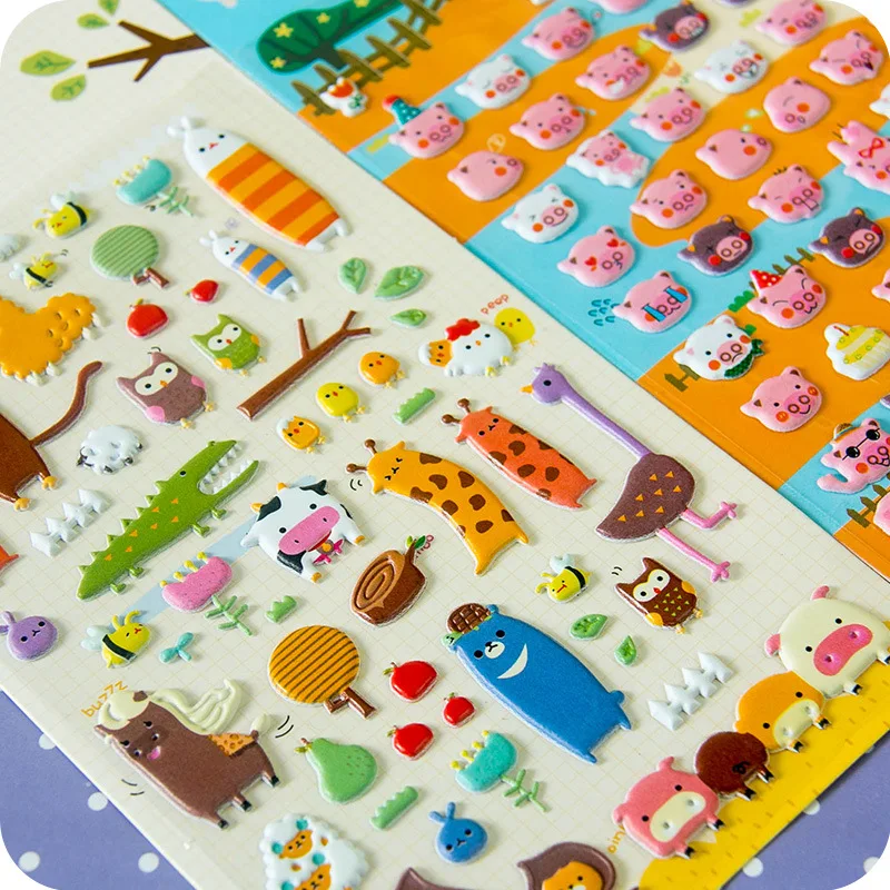 

10 Sheet Children Notebook Journals Stickers for Planner Phone Animel Sticker Daily Days Handwritten Label Stickers