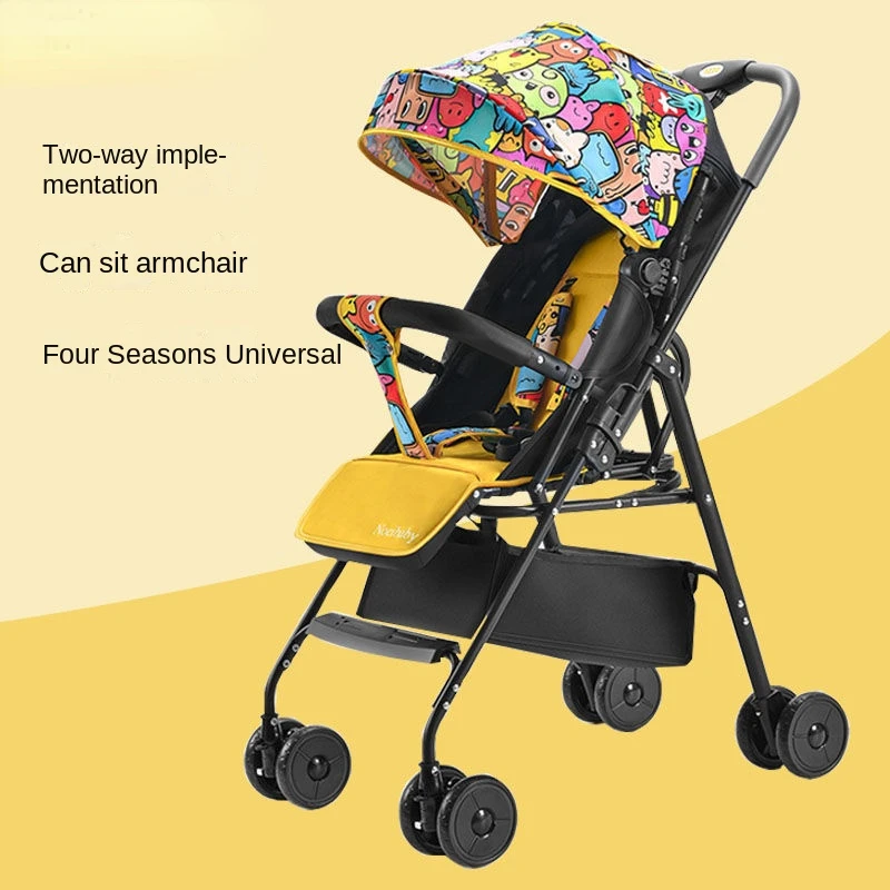 Baby Stroller Portable Folding Travel Pushchair Infant Trolley Lightweight Baby Cart Newborn IStroller Can Sit and Lie Down