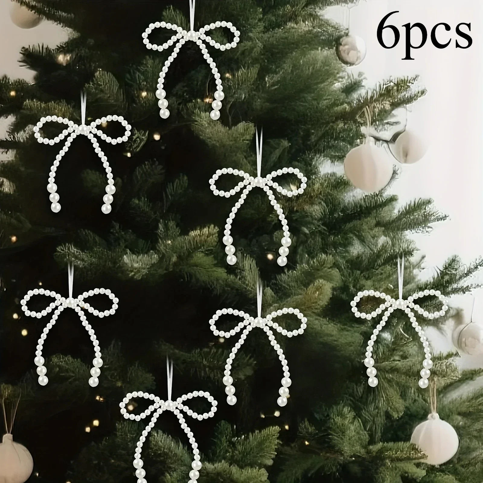 6/12/24 шт., ручная работа, бант с искусственным жемчугом, рождественские украшения, рождественская подвеска с бахромой, праздничная вечеринка, декор комнаты, принадлежности