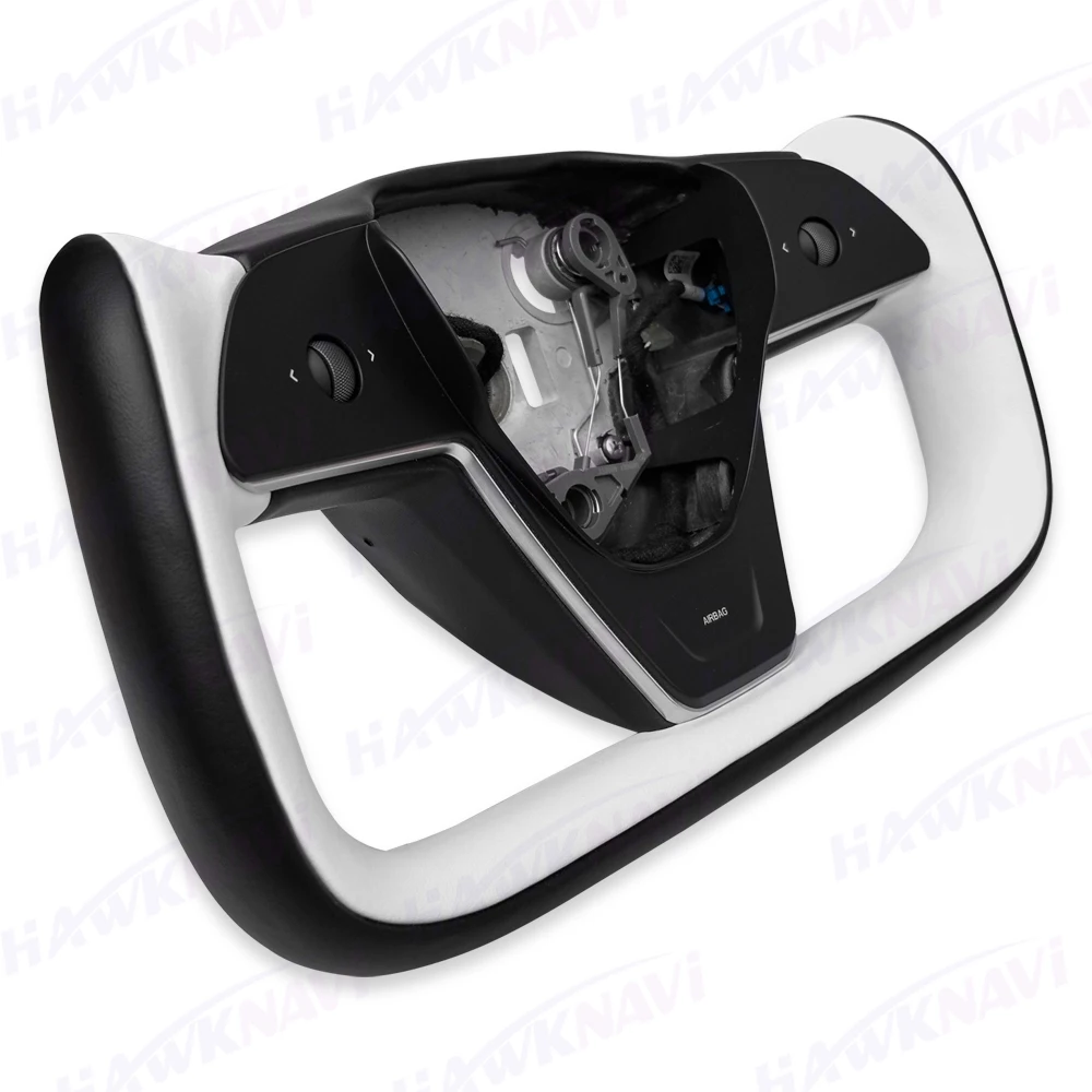 Новейший стиль Hawknavi 377 мм руль с колюком для Tesla Model Y 3 2023 2022 2021 2020 2017+ Кожаная