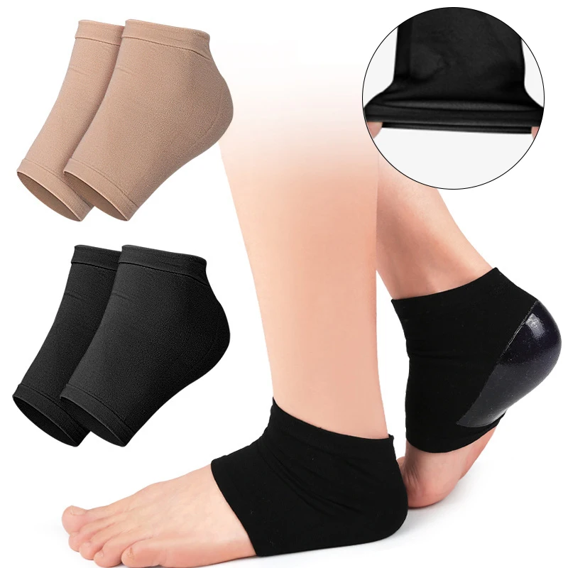 

1pair Feet Care Spa Gel Socks Hard Skin Protector Prevent Cracked Foot Dry Gel Heel Socks Moisturing Heel Protector Solid Color
