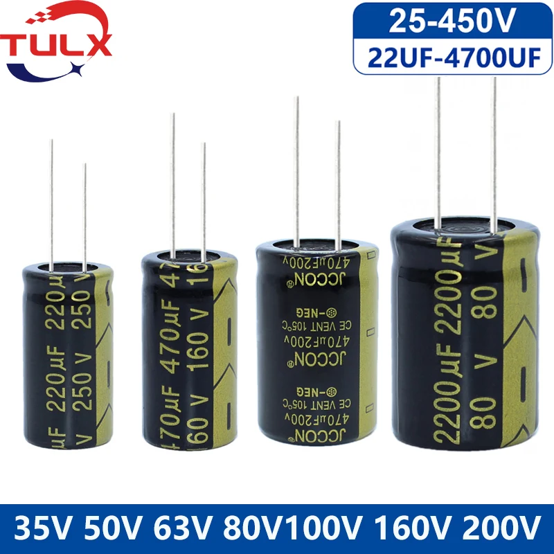 2-20Pcs Capacitor 35V 50V 63V 80V 100V 160V 200V 250V 400V 450V 10000UF 4700UF 3300UF 2200UF 1000UF 680UF 470UF 33UF 220UF 100UF