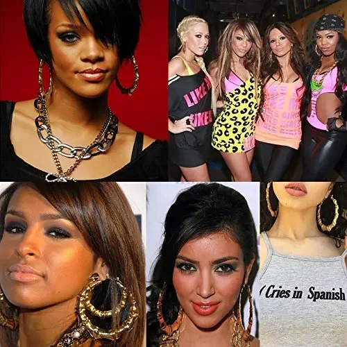 Винтажные Золотые Большие кольца в виде бамбука серьги-кольца серебряный вырез