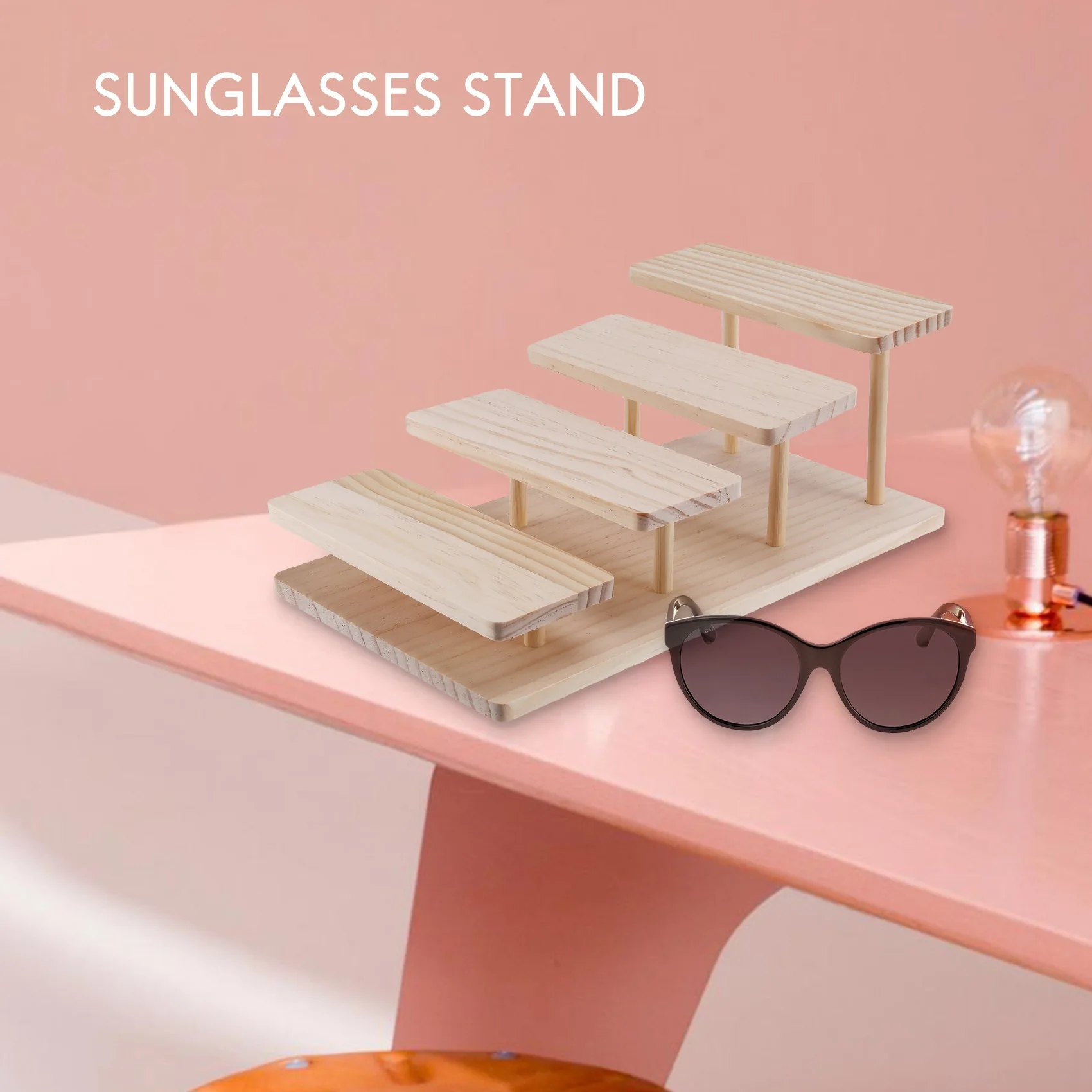 Assembleable Bamboo Sunglasses Stand Glasses Display Jewelry Holder Bracelet Watches Show Product 4