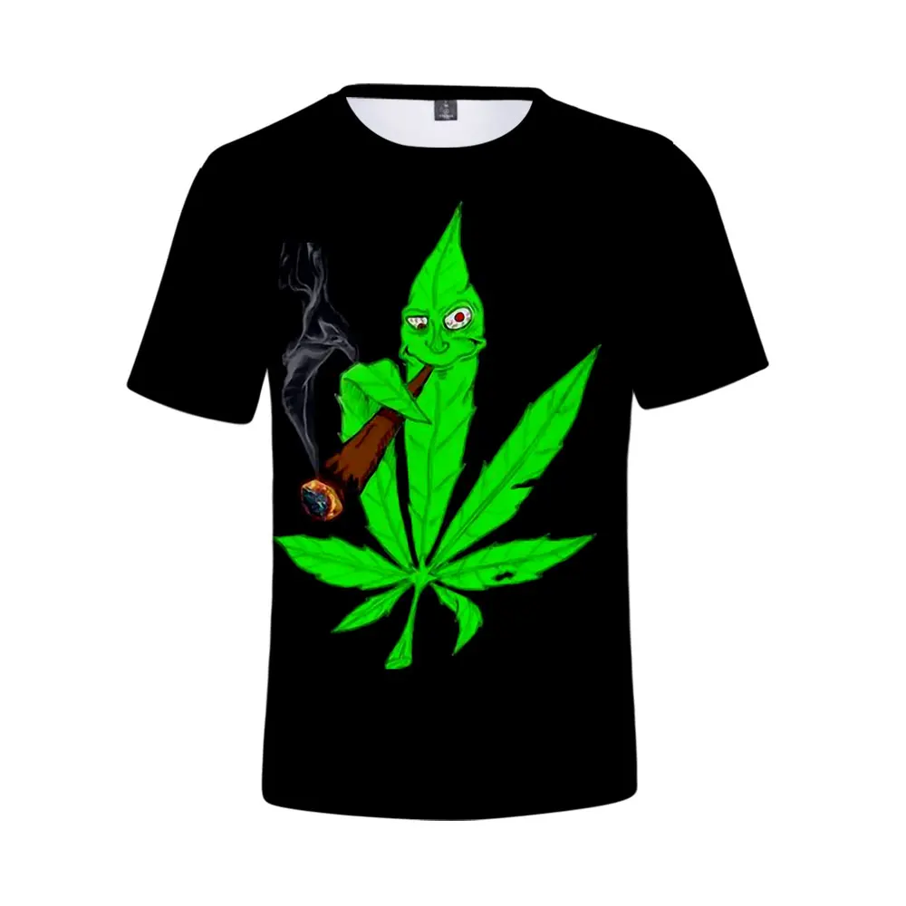 

2022 Summer Leaf Smoking Print Casual O-Neck Short Sleeve Men's Clothing Oversized T-shirts Streetwear Cool Fashion Loose Tops
