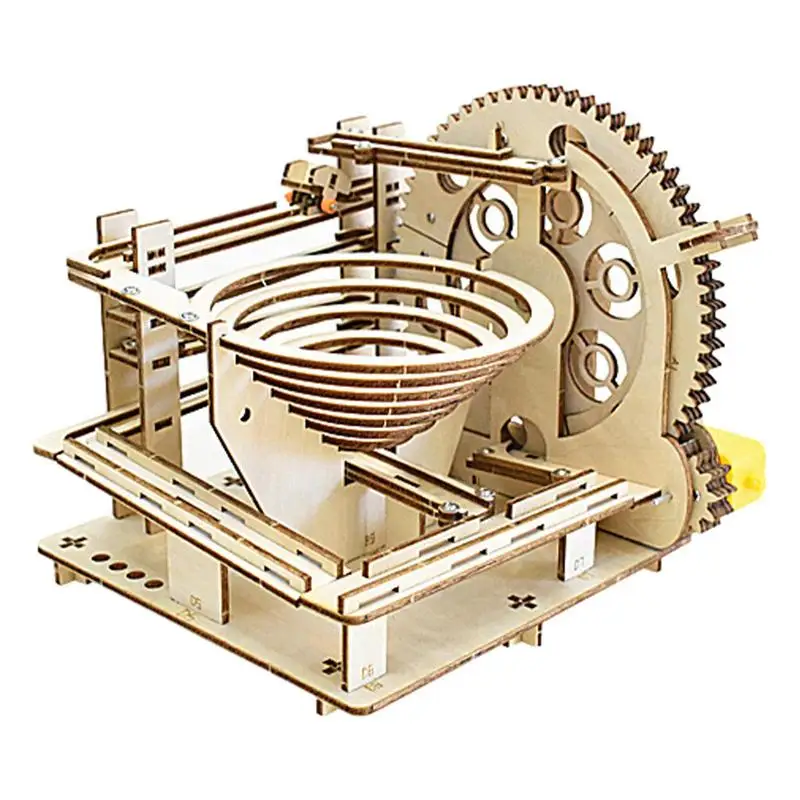 

3D Wooden Puzzles For Kids Adults Teens-Mechanical Track Ball Craft Toys Science And Technology Wooden Electric Track Roller