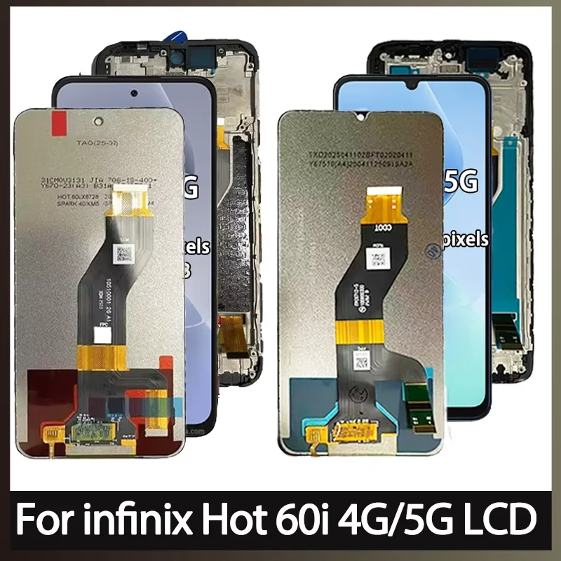 Фото 100% протестированный ЖК-дисплей Hot60i для Infinix Hot 60i 4G X6728, ЖК-дисплей, сенсорная панель, дигитайзер Hot60i 5G X6730, запасные части для дисплея №1