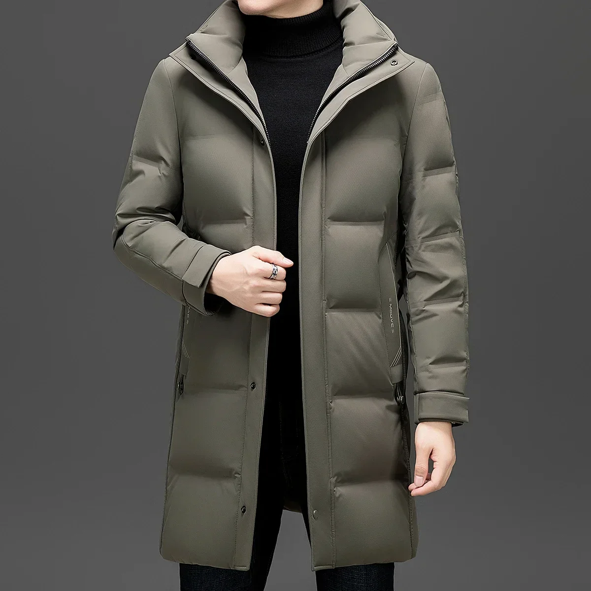 Мужской пуховик со съемной шапкой дизайнерская одежда с подкладкой из утиного