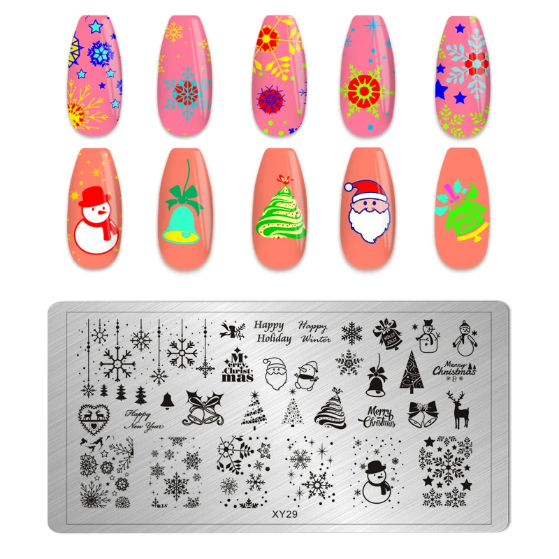 

1pc Snowflake Nail art Stamp Template Christmas Designs Santa Claus Templates 12x6cm Winter Image Nail Art Stamping Plates