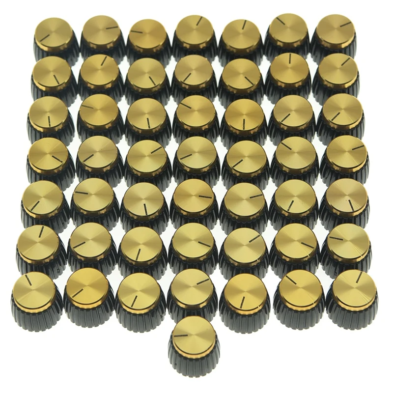 

50Pcs Guitar AMP Amplifier Knobs Black With Gold Cap Push On Knob Fits For Marshall AMP