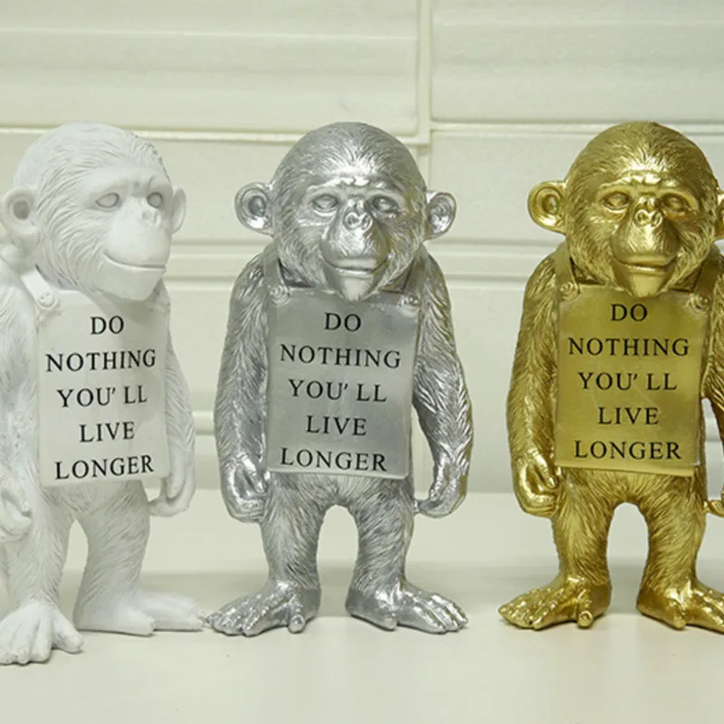 

Modern Ornament Banksy Orangutan Mood Card Gorilla Art Sculpture Resin Figurine Furnishings Home Desk Gift Creative Home Decor
