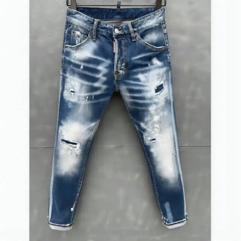 

2022 Dsquared2 Hole Jeans Skinny Straight Pants Motorcycle Party Casual Trousers Street Denim Clothing 029#