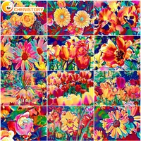 chenistory 60x75cm frame picture by numbers craft diy kits flower picture by numbers acrylic paint on canvas home decors art