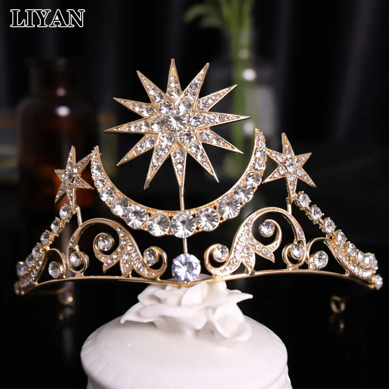 LIYAN Women Hairbands Head Jewelry Gold Silver Color Tiaras And Crowns Sunshine Mom Stars Diadem Bridal Wedding Hair Accessories