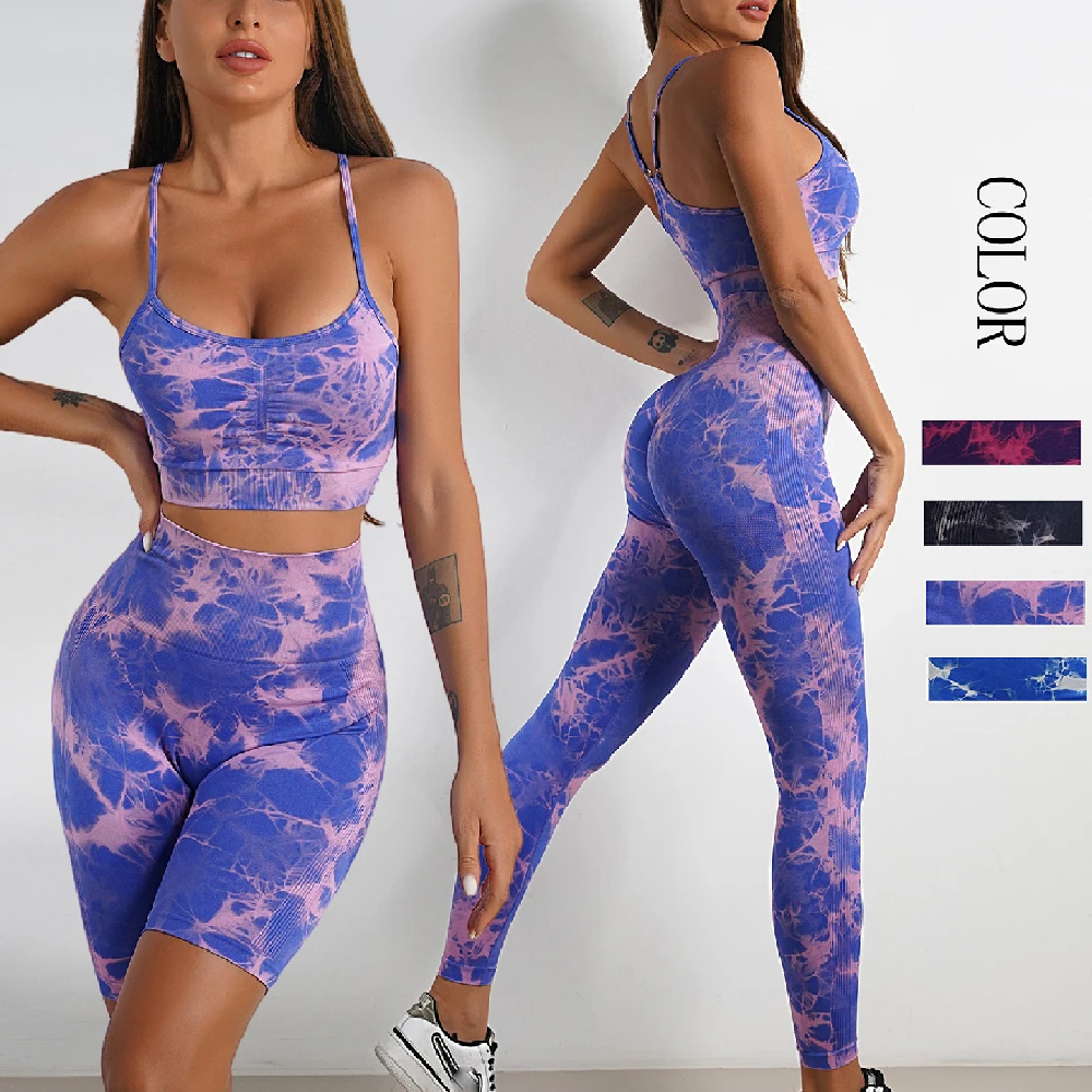 

Новинка, популярный бесшовный костюм для йоги с принтом, дышащие брюки с высокой талией, сексуальный укороченный топ, спортивный костюм с ко...