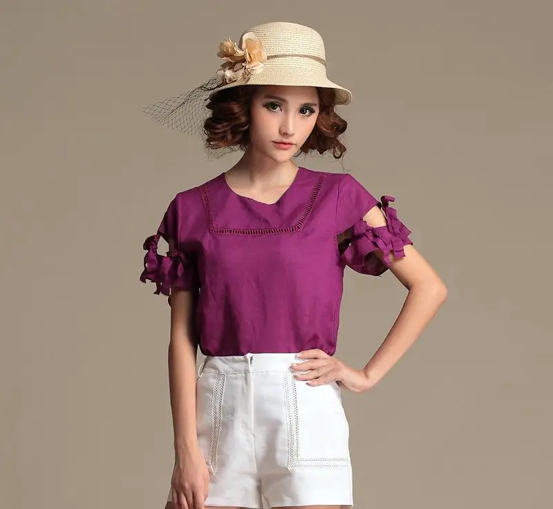 

style foreign 2022 sleeves leisure latest high- red short Women's