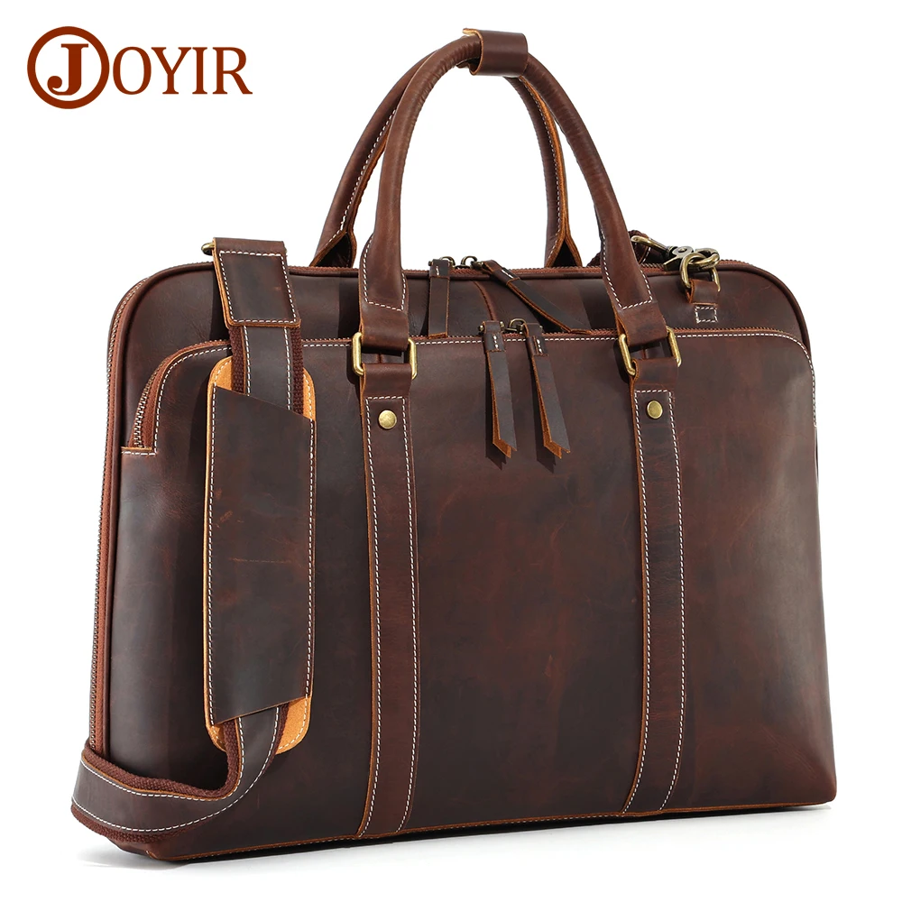 

JOYIR из натуральной кожи, деловой мужской портфель, сумка для 15,6 "ноутбука, Воловья кожа, сумка через плечо, качественная офисная Сумка-тоут, сумки