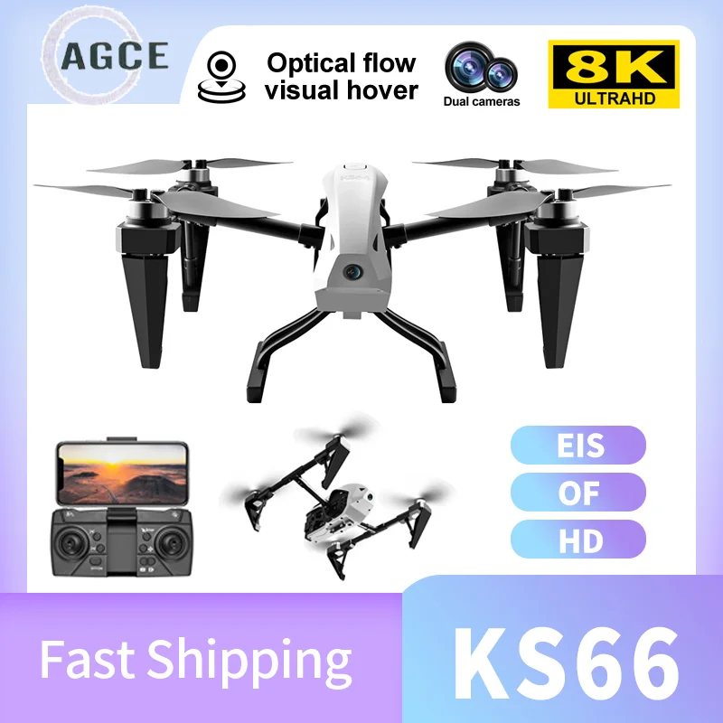 

New KS66 Mini Drone 4K Professinal 8K HD Dual Camera 5G WIFI Wide Angle Optical Flow Localization Brushless Motor RC Quadcopter