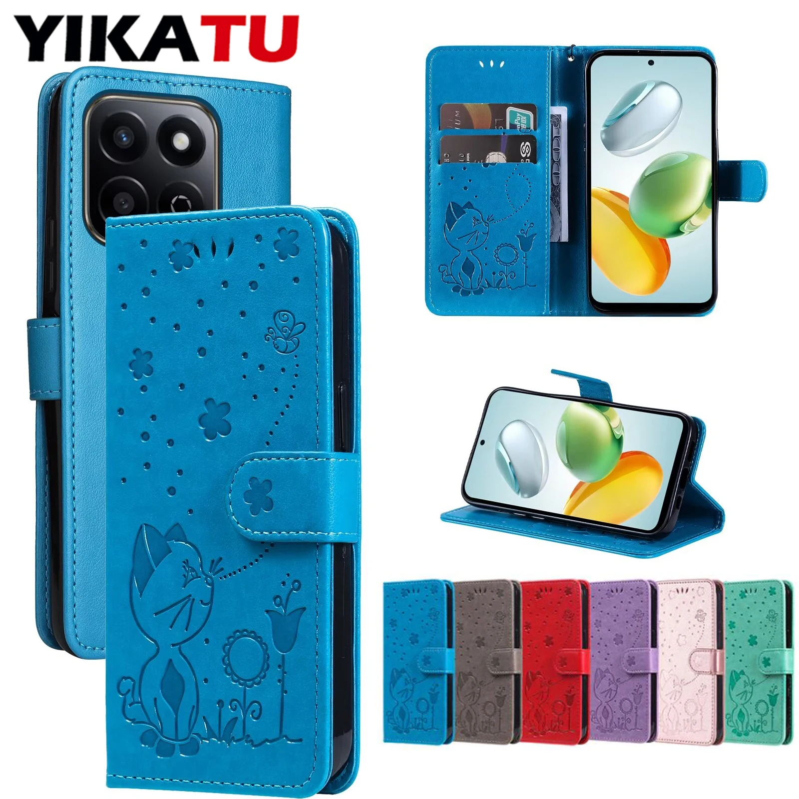 Фото Кожаный чехол-кошелек для Huawei Honor P Smart Z, Y90, Nova Y70 Plus, Y9, Y7, Y6, Y5 Prime, P9, P8, Play 60, 9T, 7, 30, Magic 7, 6, 5, 4 Pro, Lite №1