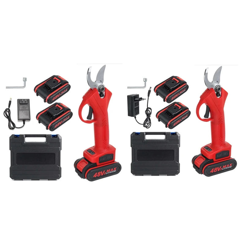 

48VF Cordless Pruner Electric Pruning Shear With 2Pc Lithium-Ion Battery Tree Bonsai Pruning Branches Cutter