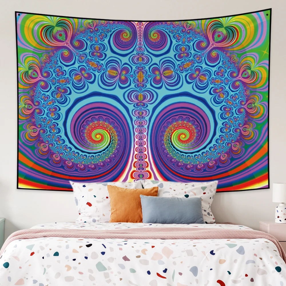 

Psychedelic Mandala Tapestry Aesthetic Tree Of Life Skull Wall Hanging Divination Hippie Dorm Living Room Decor Backdrop Blanket
