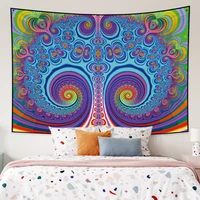 psychedelic mandala tapestry aesthetic tree of life skull wall hanging divination hippie dorm living room decor backdrop blanket