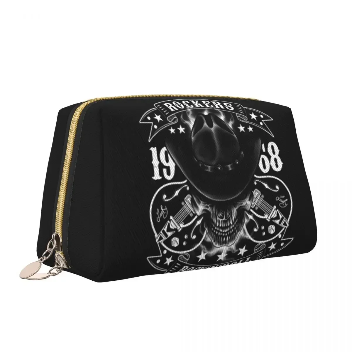 Череп 1968 рок-н-ролл гитары байкеры дорожная косметичка органайзер для туалетных