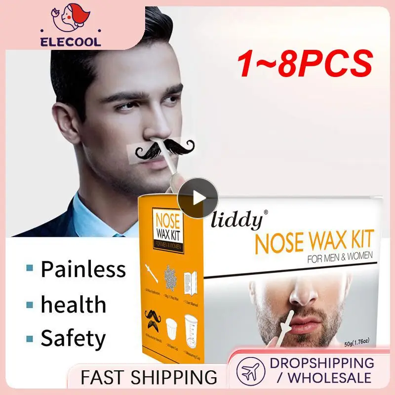 

1~8PCS Nose Wax Beans Kit Men & Women Nose Hair Removal Wax Set Painless & Easy Nostril Cleaning Depilation Paper-free Cleaning