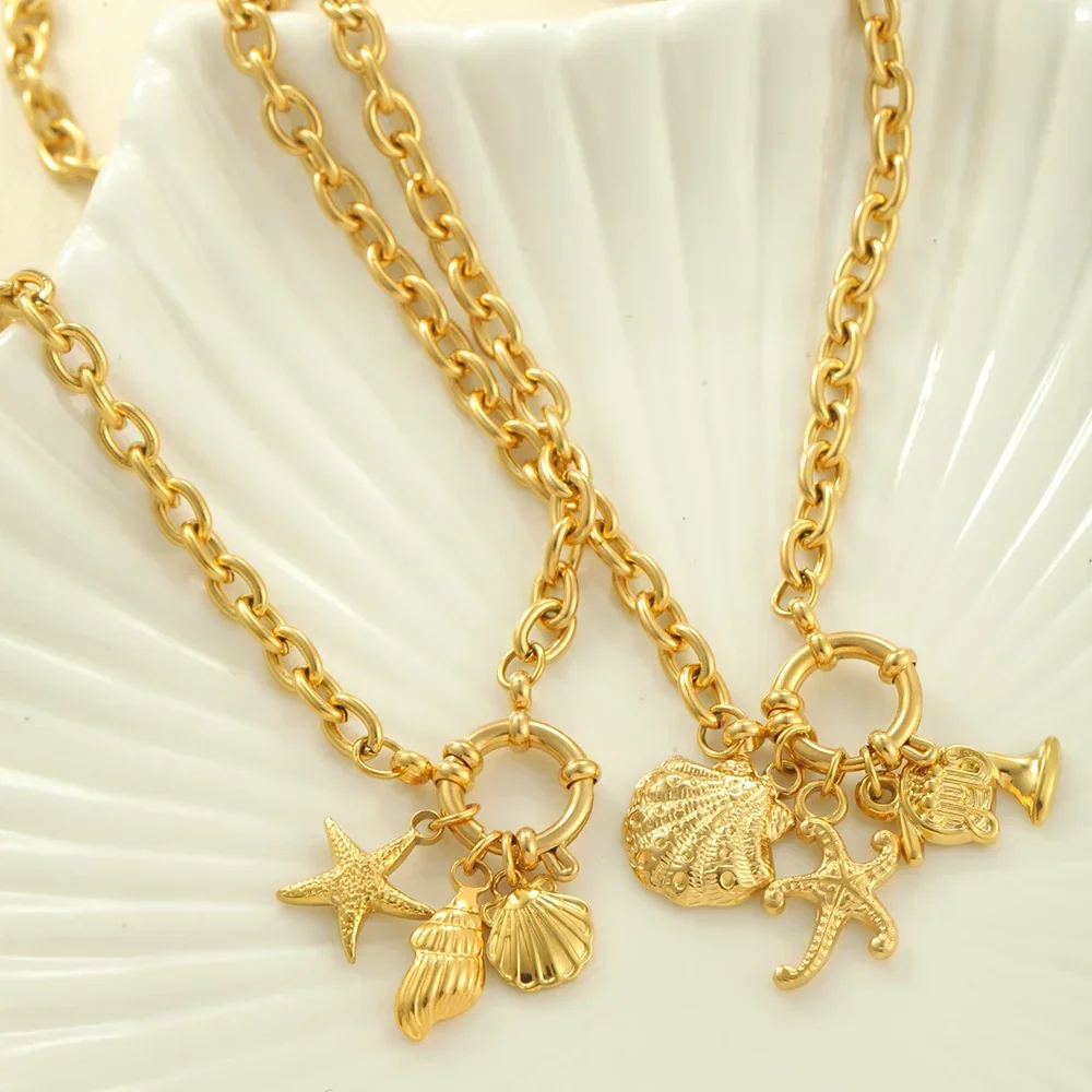 Позолоченное женское колье из нержавеющей стали OT-цепочка DIY Ocean Series кулон в виде