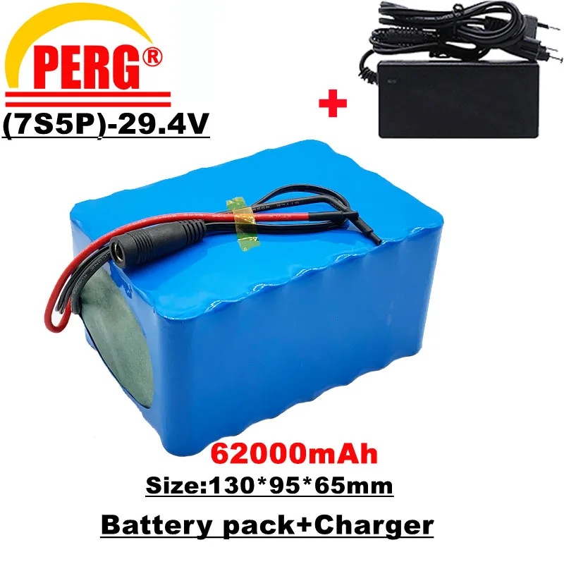 

Литий-ионный аккумулятор 7s5p 24 В, 62 Ач, 500 Вт, 29,4 в, 62000 мАч, подходит для электрических велосипедов и колесных колясок, включая BMS и зарядное устройство