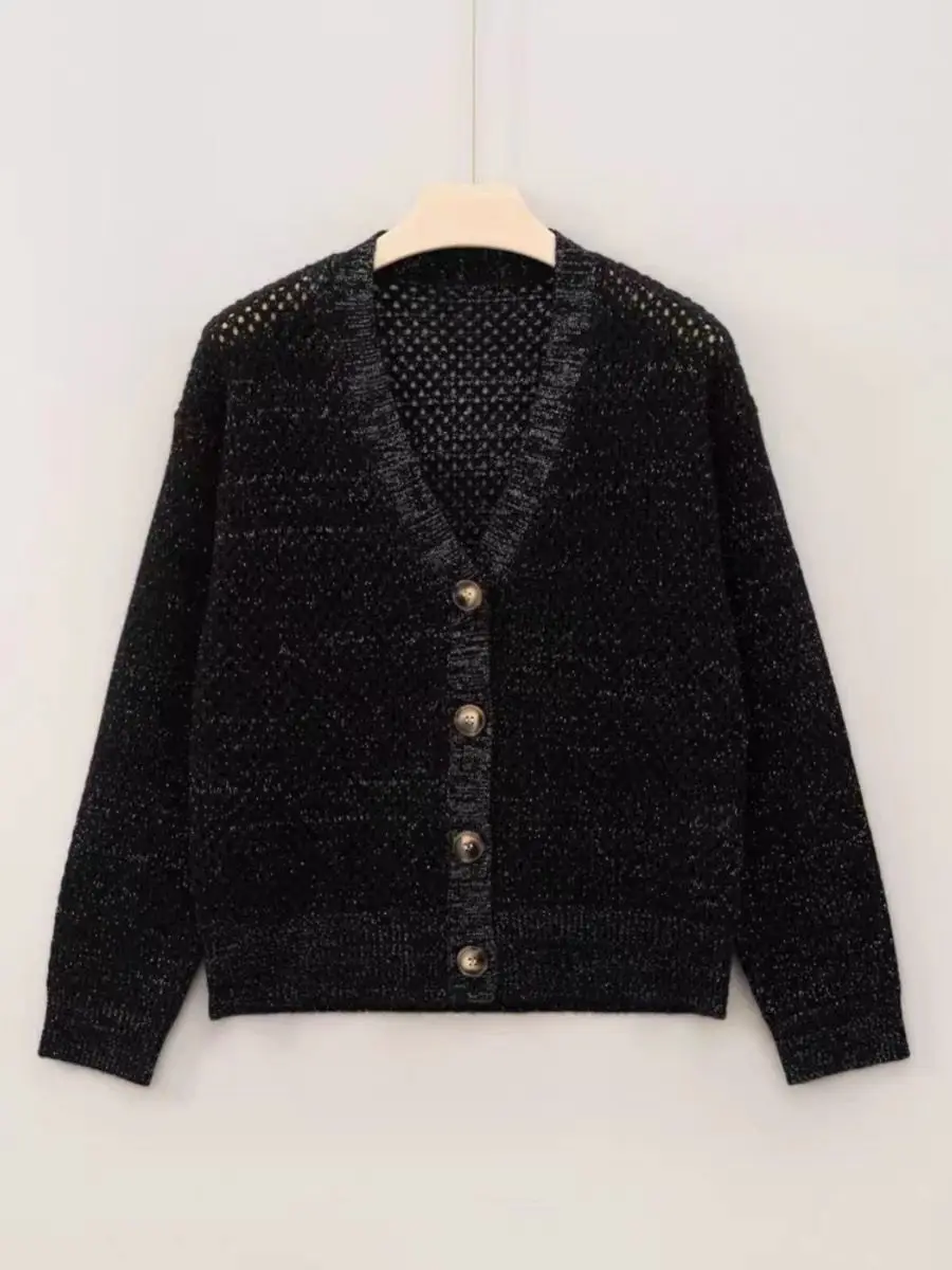 

Женский однобортный Кардиган с V-образным вырезом и длинными рукавами