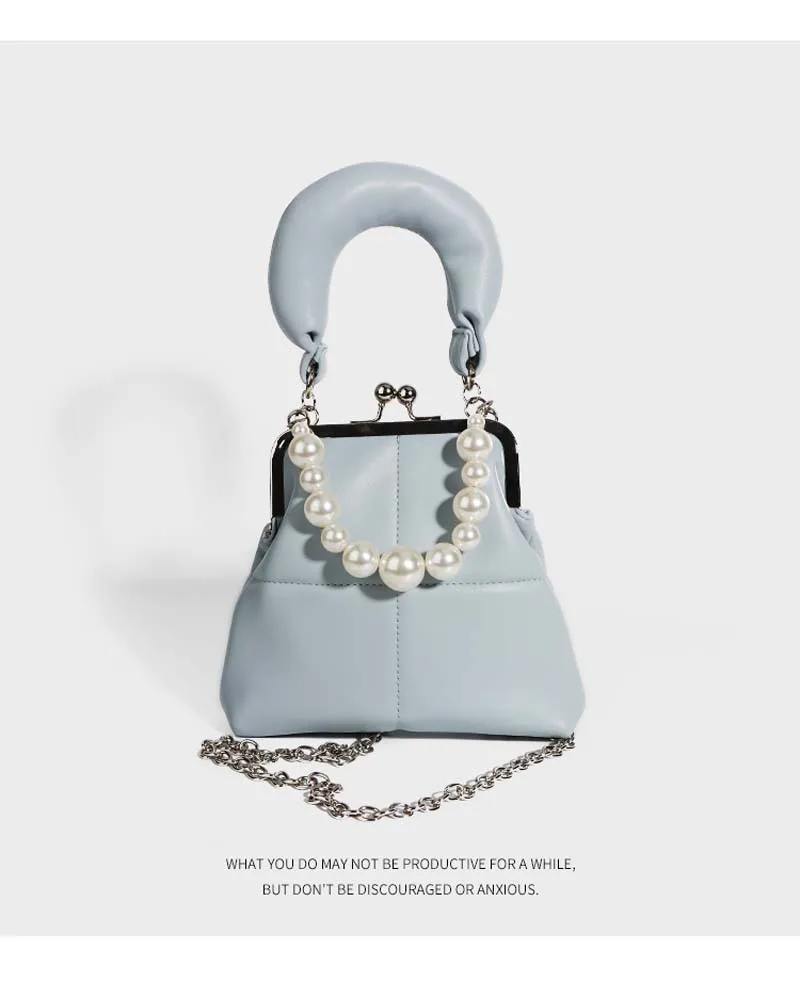 

Designer Pu Pearl String Versatile Portable Clip Bag Chain Messenger Bag 2022 New Casual Fashion Shoulder Bag
