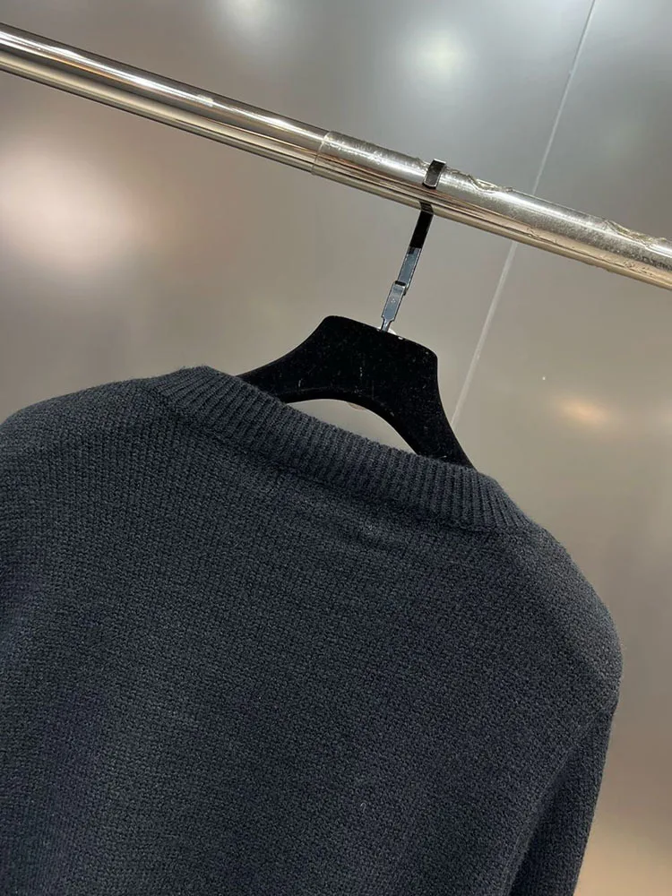 Женский трикотажный пуловер DEAT Однотонный свитер с круглым вырезом и длинными