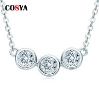 cosya 925 sterling silver 0 9ct d vvs1 diamond with gra all moissanite pendant necklace for women wedding party fine jewelry