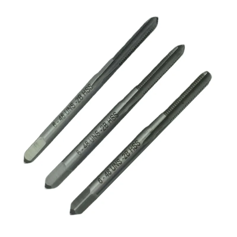 

3Pcs 6-48 UNS Tap High Speed Steel Tap Spiral Screw Dril Bit 3 Flute HSS Taper Thread Tapping Metric Cutter Woodworking Tools