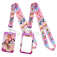 disney princess lanyards keychain neck strap phone buttons id card holder lanyard for keys diy hanging rope keyring accessories
