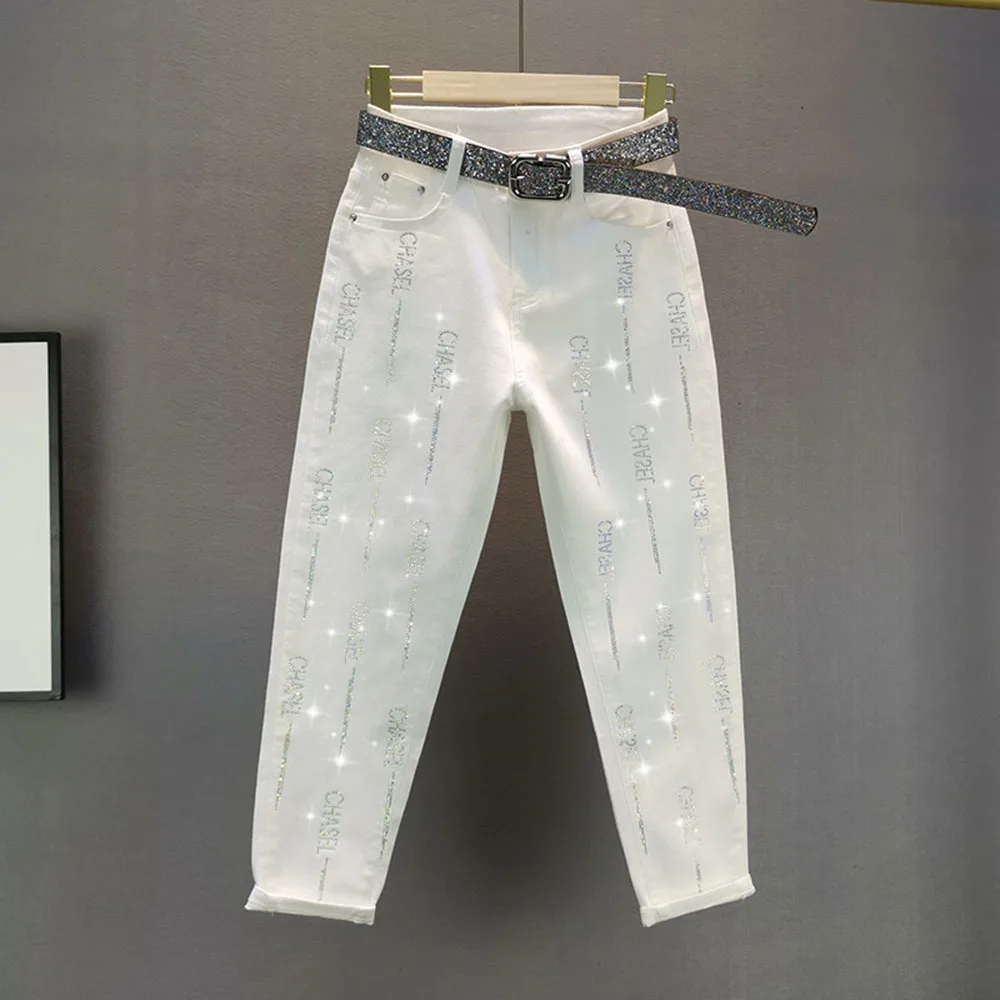 Джинсы женские с завышенной талией Модные свободные Стрейчевые брюки-карандаш