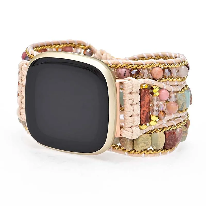 Nature Gemstone Bohemian Strap For Fitbit Versa 1 2 3 Band Bracelet Watchband Wristband  For Fitbit Sense Versa Lite Strap