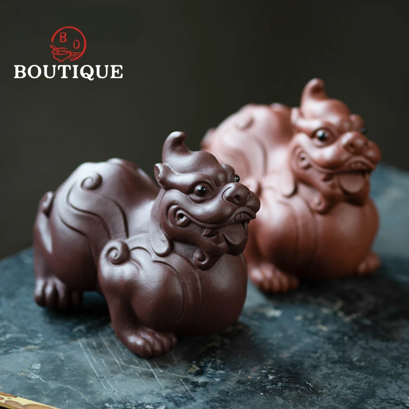 

Lucky Animal Model Ornaments Yixing High-end Purple Clay Tea Pet Handmade Sculpture Tea Figurine Crafts Tea Ceremony Decoration
