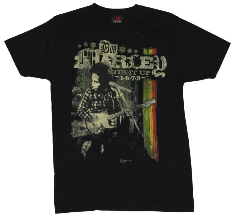 

Bob Marley Mens T Shirt Stir It Up Bob Guitar Playing Image Apparel