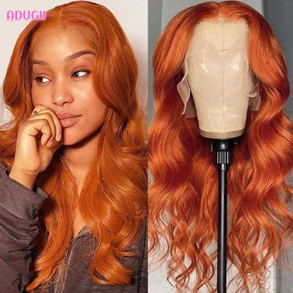 

Парик с волнистыми волосами Orange Ginger, плотность 250, парики из прямых человеческих волос для женщин, парики из бразильских человеческих волос ...
