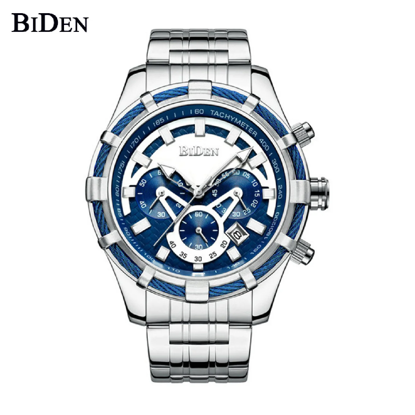 

BIDEN Men's Watches Quartz Analog Steel Band Wristwatch Chronograph Calendar Clocks For Male Watch Gift relogio masculino hombre