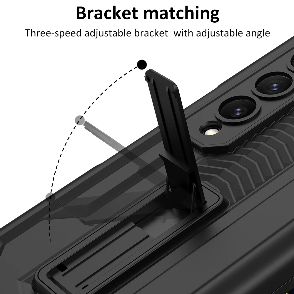 Slide S Pen Holder Armor Magnetic Case For Samsung Galaxy Z Fold 5 4 360 Full Screen Protector Kickstand Phone Cover Shockproof